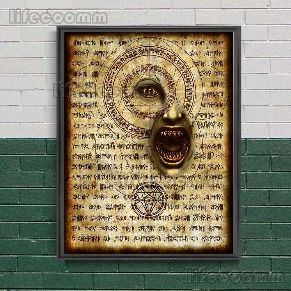 Dark Spell Of The Book Of The Dead Vintage Wall Art Canvas Painting Dark Strange Creatures Art Poster And Print Home Decoration No Frame