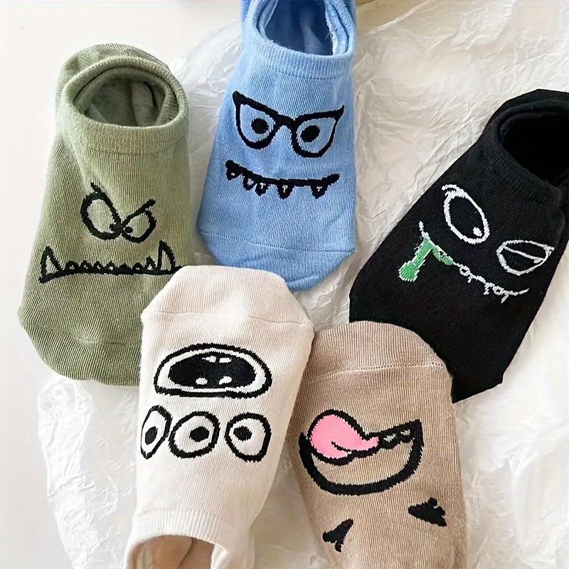 5 Pair's Cartoon Funny Boat Socks Women's Socks Summer Thin Invisible Shallow Mouth Japanese Cute Short Socks