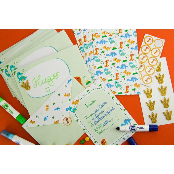 MégaCréa DIY - Children's Invitation Card Dinosaur Decoration 10 Pieces
