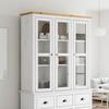 VidaXL Vitrinenschrank BODO weiß braun Holz Kiefer Massiv 355078