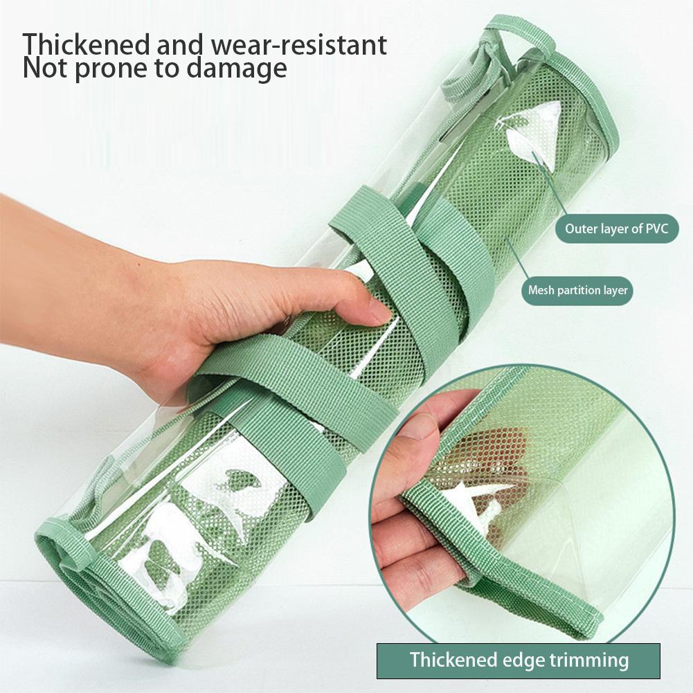 PVC Thickened Transparent Handbag Colorful Storage Bag Large Capacity Waterproof Portable Handbag File Pocket Students Office Supplies