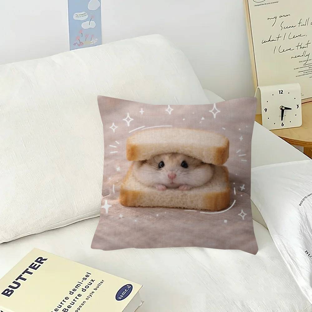 Funny Sad Hamster Emoticon   Pillow Cover Design Cushion Cover Decor Holiday Decorati