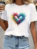 (Asian Size) Tee Top Print Sweet Love Style Cute Women Woman Fashion Clothing Short Sleeve T Shirt  Female Graphic T-shirts