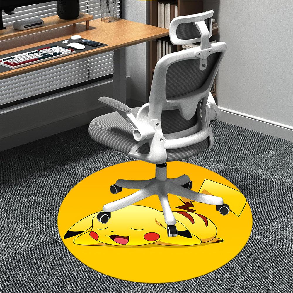 1 Stück Pikachu Schlaf Büro Runder Teppich, Innenmatte Geeignet Für Büro, Unter Bürostühlen Schlafzimmer Wohnzimmer Heimdekoration, Raumdeko