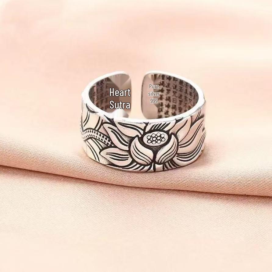 Lotus Hart Sutra Retro Duimring: Stijlvol Chinees Ontwerp voor Mannen en Vrouwen