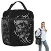 Geïsoleerde Lunchtas met Schedelmotief voor Dames Kinderen Draagbare Voedseldozen Thermische Lunchbox Tote