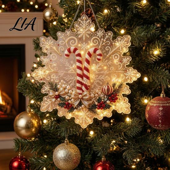 Funkelnde Schneeflocken Bastelprojekte Weihnachten Faux Perlen Malerei Sonnenfänger Kunst-Set, Acryl Formbrett DIY Perlenornamente mit Spitzenrand,