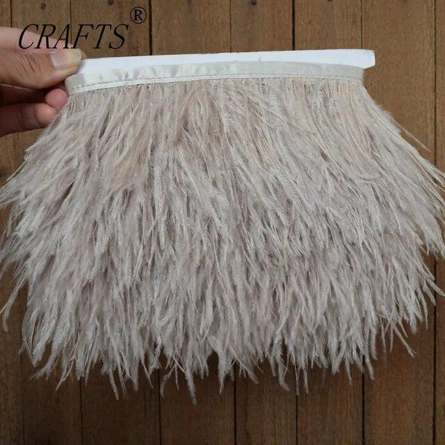 New! High Quality 5meters of White Ostrich Feather Ribbon, Feather Length 8-11cm / DIY Clothing Accessories