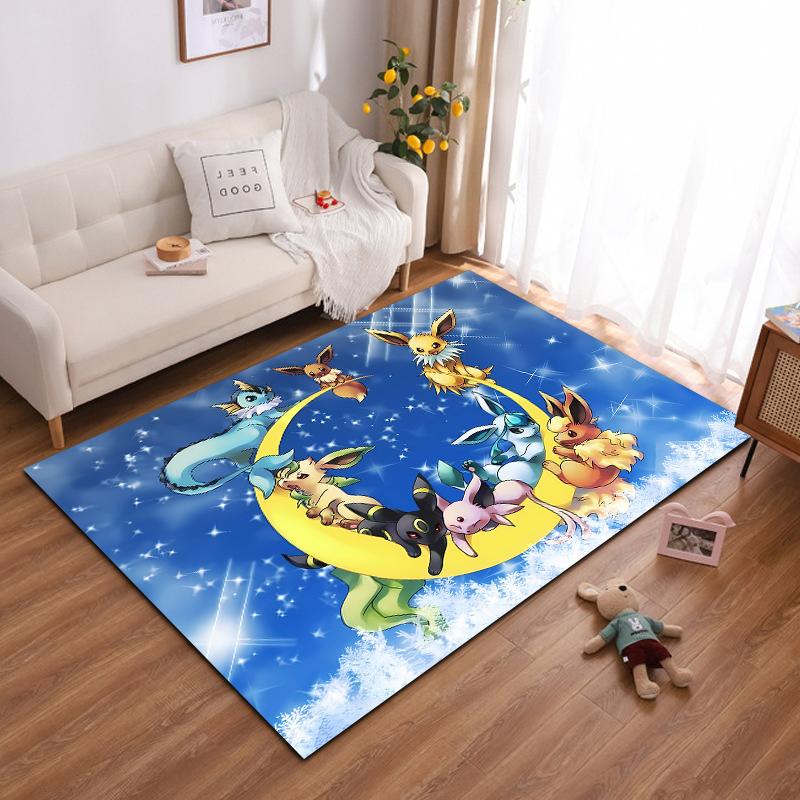 Multiple Styles Japanese Anime Pokemon Eevee Large Area Rug 3D Carpet for Home Living Room Kids Bedroom Sofa Doormat Floor Mats