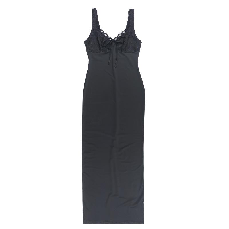 Lace Patchwork Backless Slim Fit Camisole Dress for Women