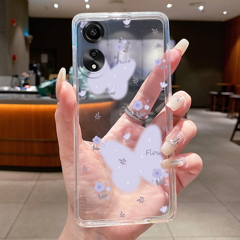 Case For OPPO A78 4G 5G A98 F23 A1X Flower Butterfly Phone Cases For Oppo A98 Soft Silicone Capa Transparent TPU Jelly Cover