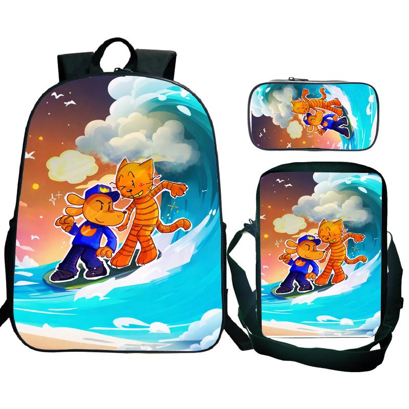3pcs Dog Man Backpack Men Teens Port Travel Knapsack Students School Shoulder Bag Dogman Trend Laptop Rucksack