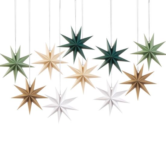5 buc Felinar de Hârtie Stea cu 9 Colțuri 12 Inch 3D Stea de Hârtie de Crăciun Ornament Agățat de Plafon pentru Nuntă Petrecere de Crăciun Decorațiune Acasă