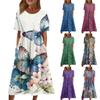 Women's Casual Dresses Printed Dresses Summer Dresses Printed Pleated Round Neck Midi Dresses Basic Classic Outdoor Daily Short Sleeve Loose Dresses