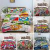 Color Comic Pattern Duvet Cover Queen King Cartoon Bedding Set for Kids Boys Girls Hippie Hip Hop Rock Style Comforter Cover