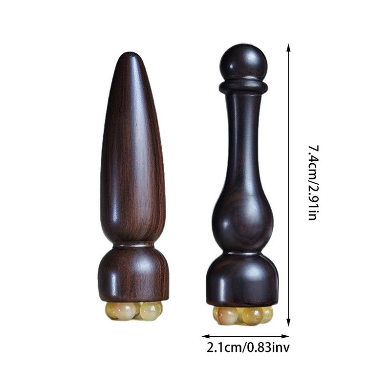 Sandalwood Eye Massage Stick Five Beads Lotus Seedpod Face Massage Tools Gua Sha Face Skin Care Massager Reduce Puffiness