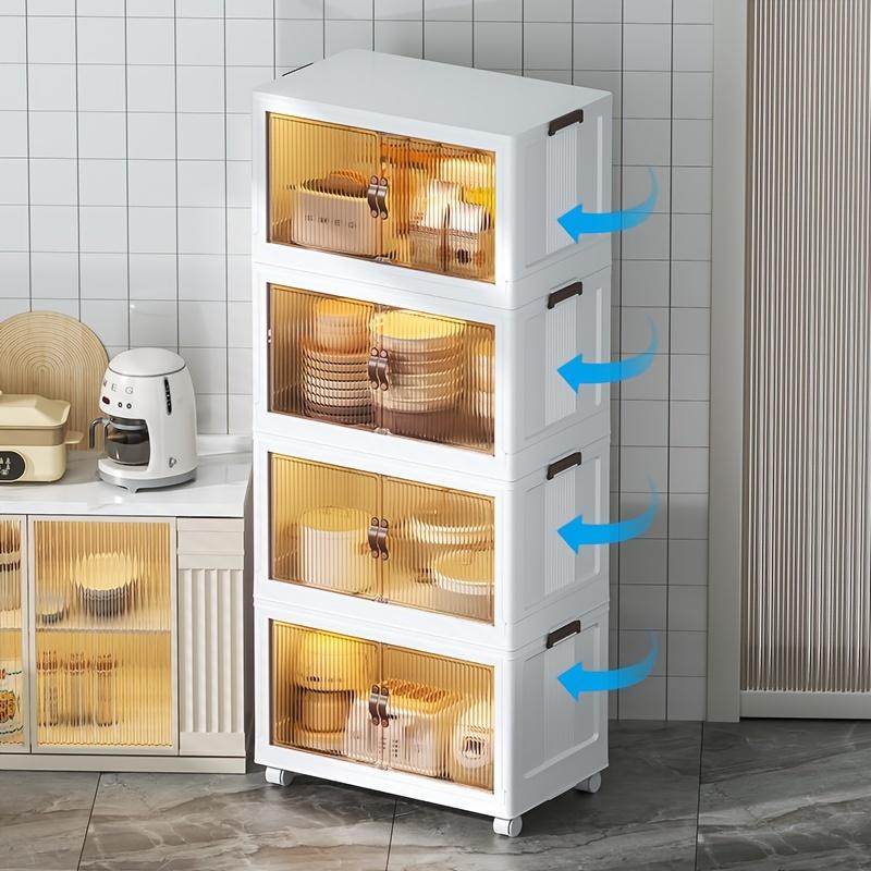 Contenitore portaoggetti pieghevole trasparente da 1 pezzo con coperchi e puleggia - Organizzatore portatile a 1/2/3 strati per un facile accesso e una comoda conservazione