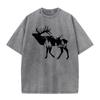 Short Sleeve Tees Christmas Round Neck Combed cotton Woman Washed Tshirts Round Neck Forest Elk Party Washed Tee Shirts Family