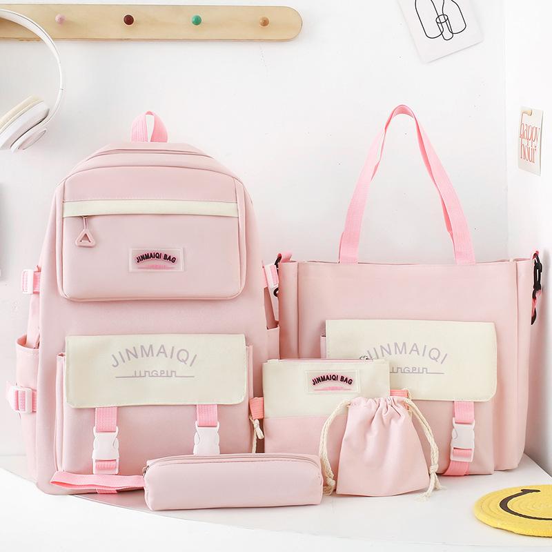Children's Schoolbag Elementary School Students Girls Junior High School Students Five-piece Backpack Middle School Students College Students Backpack