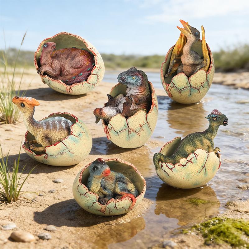 Oenux Classic Dinosaur Cubs T-Rex Saichania Spinosaurus Velociraptor  Pterosaur Cracked Dinosaur Egg Model Collection Kid Toy