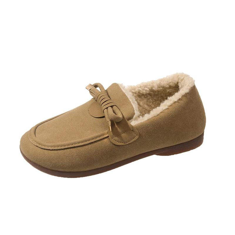 Vinter Varma Skor Mode Låg Topp Platt Bomullsskor Kvinnor Flats Casual Spänne Mocka Komfort Platåskor