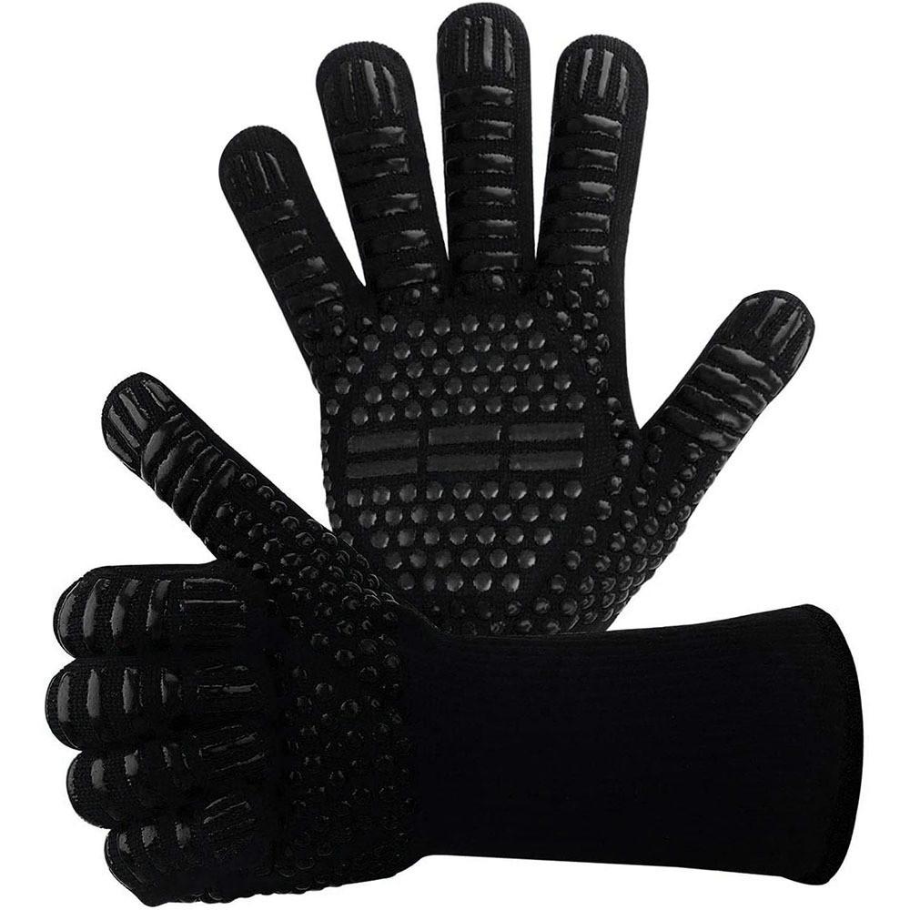 Bbq Heatresistant Gloves With Silicone Grip For Outdoor Grilling And Cooking