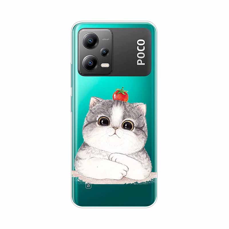 For POCO X5 Pro 5G Global Version Case X5Pro TPU Silicone Soft Cartoon Clear Case for POCO X5 Cover Transparent Painted Coque