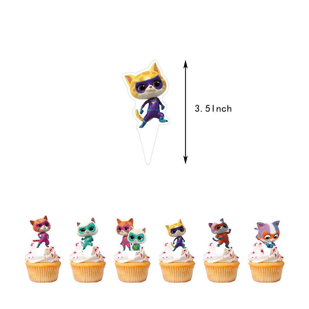 32 STUKS/set Super Kitties Feestartikelen Inclusief Cupcake Toppers Banner Ballonnen