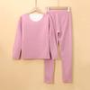2 Pcs/Set Winter Woemn Thermal Underwear Set Round Neck Seamless Long Sleeve Warm Slim Fit High Elastic Cold Weather Pajamas Set Homewear Clothing