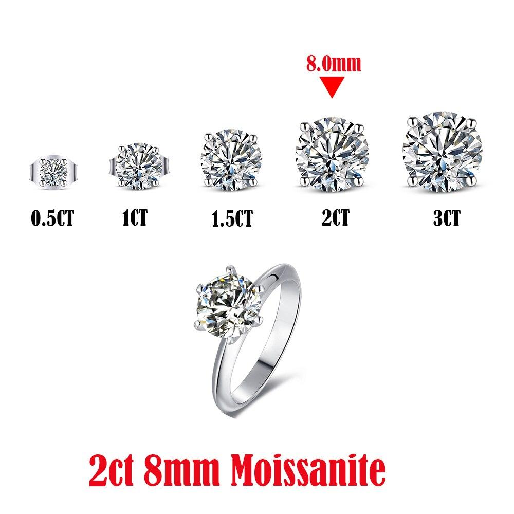 100% Copper 0.5-3 Carat 8.0mm D Color Moissanite Ring For Women Top Quality Sparkling Wedding Jewelry