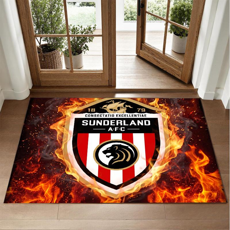 Sunderland Football Design Crystal Velvet Rug Soft Decorative Mat for Bedroom Entrance