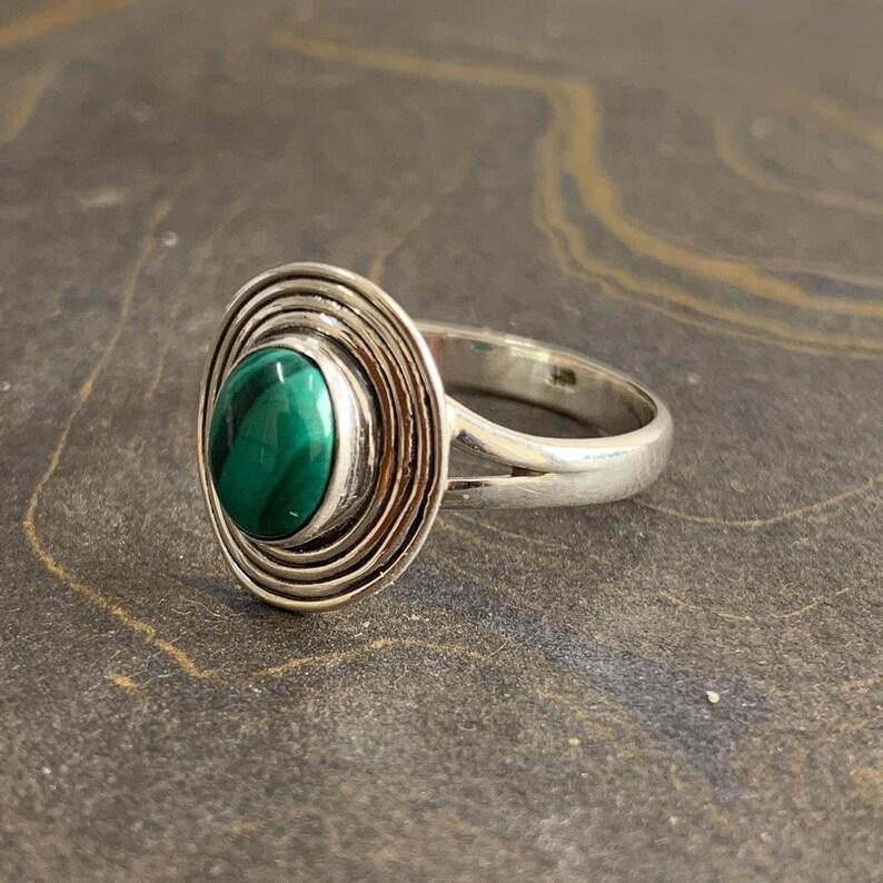 925 Sterling Silver Gemstone Ring, Malachite Ring, Handmade Jewelry, Gift For Her, Bohemian Ring, Statement Ring