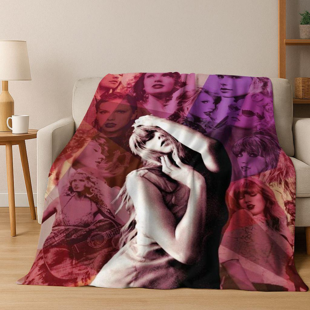 Mode T-Taylor T-Swizzle Zangeres Ster Flanellen Deken Zacht Warm Plaid voor Bed Slaapkamer Woonkamer Reizen Picknick Cadeau