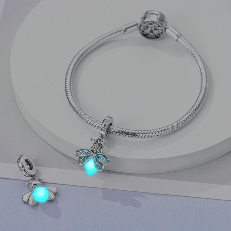Copper Charm Luminous Firefly Glowworm Bead Fits Genuine Bracelets Pendant DoItYourself Jewellery Gifts Charms For Women
