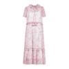 Sweet V-Neck Floral Chiffon A-Line Midi Dress