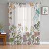 Ierburi și flori sălbatice Perdele din tul pentru decorarea camerei de zi Voal modern Perdele din șifon Dormitor Voile transparent