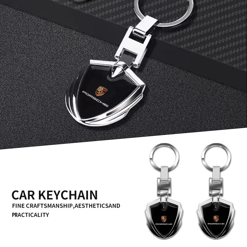 Porte-clés 3D en métal pour le style de voiture, anneau porte-clés, porte-clés, accessoires de style pour voiture pour Porsche Boxster Cayenne Panamera Macan Cayman 911 918 996 917 991