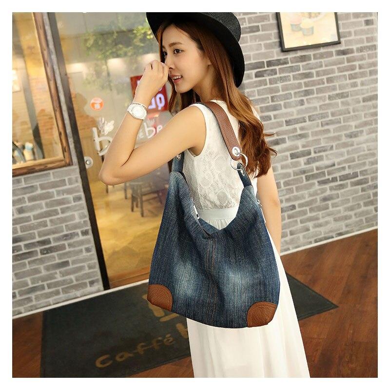 Mode Dames Casual Tassen Dames Denim Handtas Leuke Designer Vrouwen Grote Schoudertassen Blauwe Tote CLE