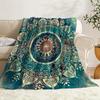 Couverture Polaire Douillette et Confortable Mandala Avec des Motifs Bleus Verts et Jaunes Vifs Idéale Pour le Sofa les Siestes la Literie