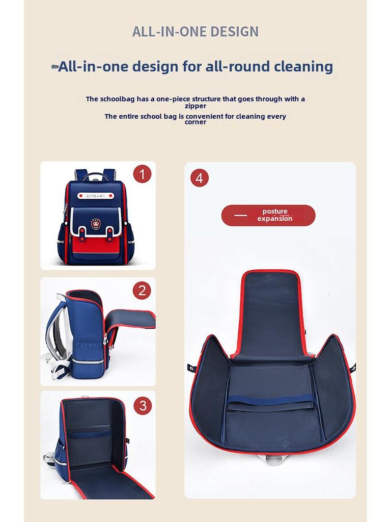 British Style Lightweight Backpack for Grades 1-3: Boys' & Girls' Sesame Design