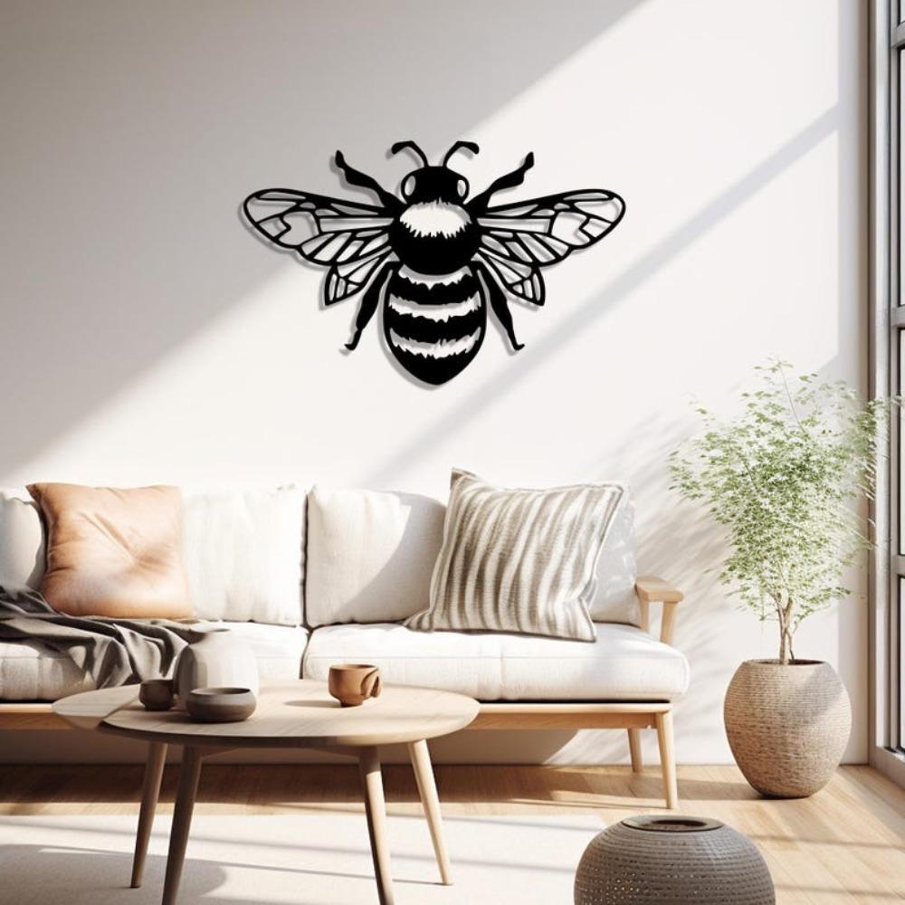 3D Metal Bumble Bee Wall Art, Handmade Insect Decor for Porch, Garden, Farmhouse Living Room