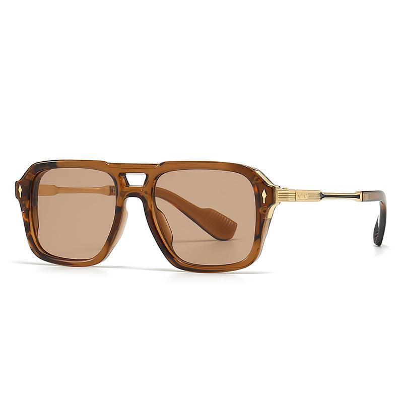 New European American Mens Retro Aviator Sunglasses Double Bridge Square Frame UV Protection 6065