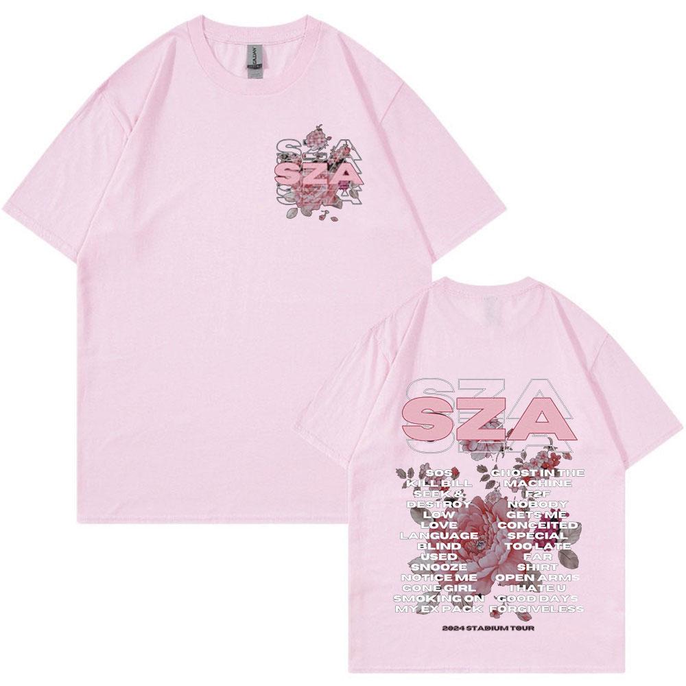 Rapper SZA SOS Australia Tour T-skjorte Menn Kvinner Mote Vintage Hip Hop Harajuku T-skjorter Unisex Ren Bomulls T-skjorter Fans Gave