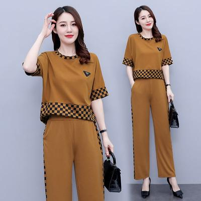 Women's Tracksuit Fashion Wide Leg Pants Suits   Summer Leisure Clothing Korean Style Top Two Piece Set Women