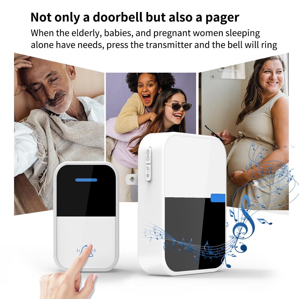 New Wireless Doorbell No Battery Required Waterproof Self-powered Door Bell 38 Musics Home Ring Dong Welcome Door Chimes