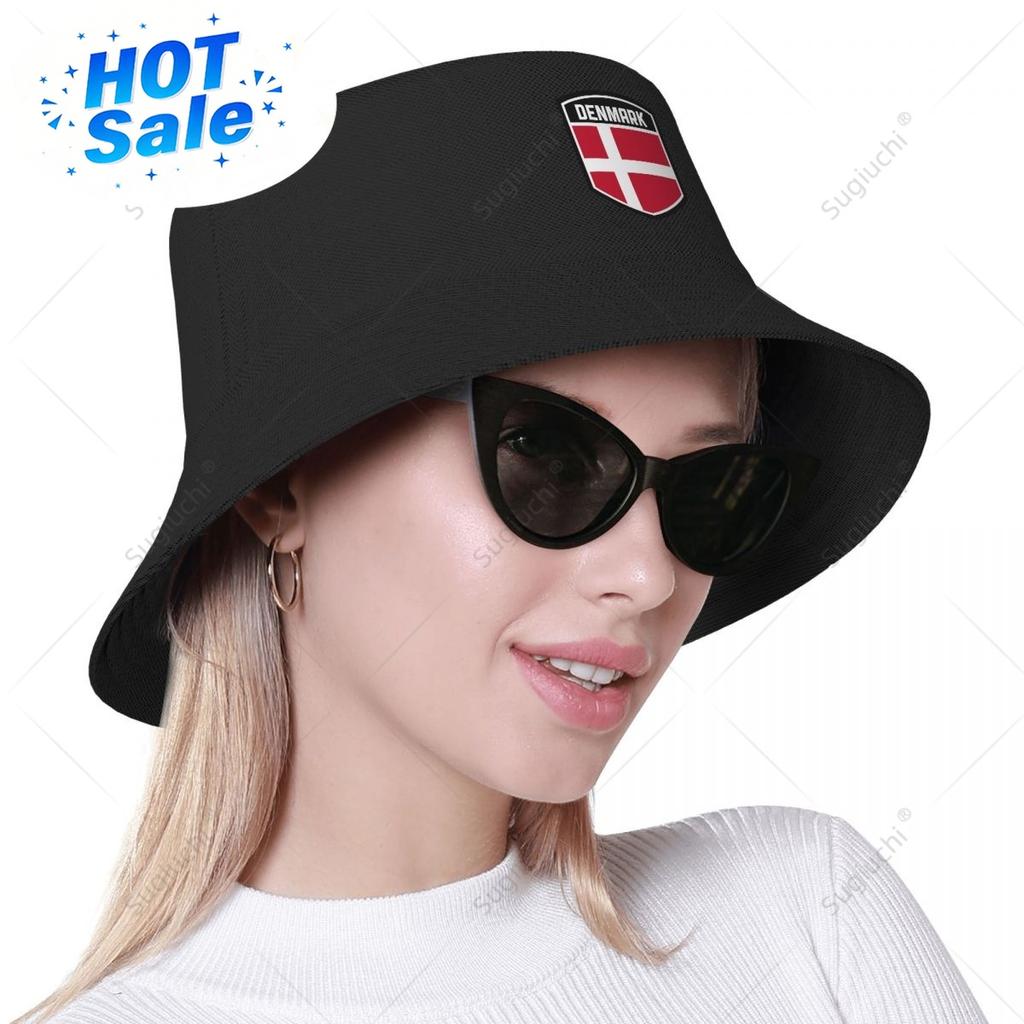 Dánská vlajka Štít Kbelíkové klobouky Potisk Cool Fanoušci Sluneční clona Jednoduché Klasické Venkovní Letní Rybářské klobouky Rybářská čepice