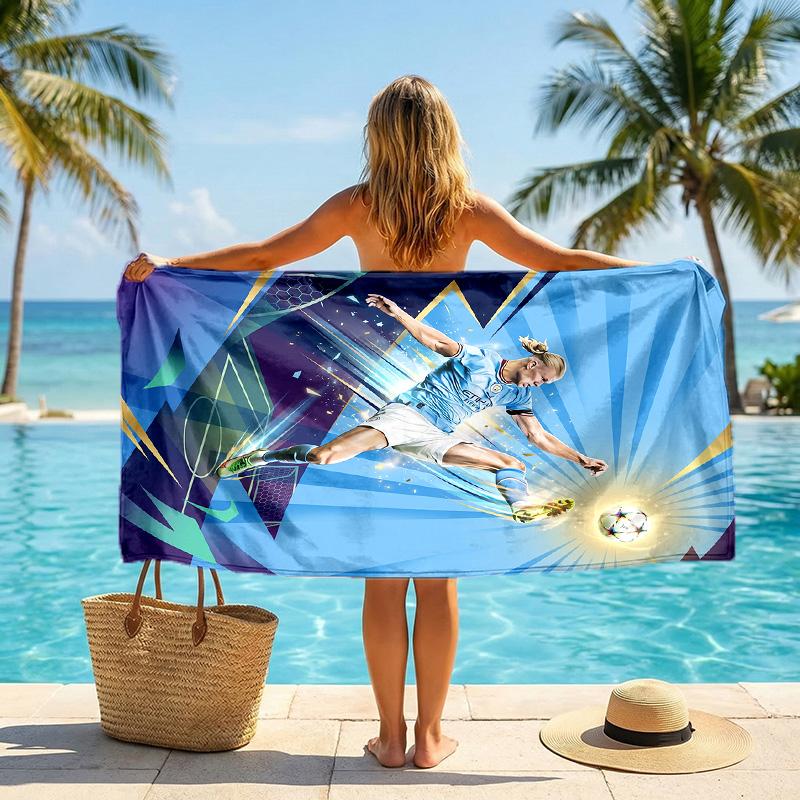 Erling Haaland Print Quick Dry Beach Towel Microfiber Absorbent Portable Travel Swimming Towel