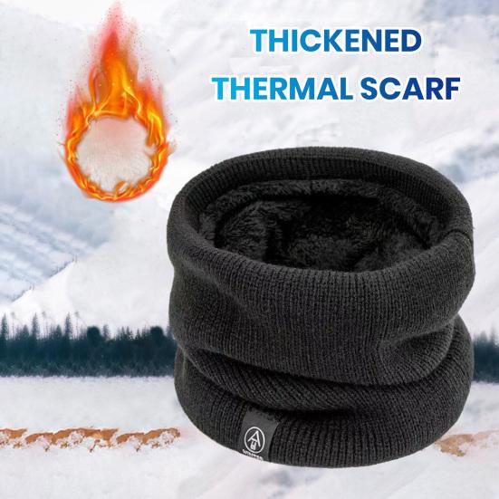 Knitted Neck Warmer Fall Winter Windproof Thick Plush Lining Solid Color Warm Cold Weather Men Women Outdoor Cycling Neck Protector Scarf