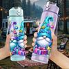 1PC Three Gnome Cute Christmas Cartoon 750ml Color Plastic Sports Water Bottle Leakproof Flip Straw Lid Suitable for Sports Office Home Use