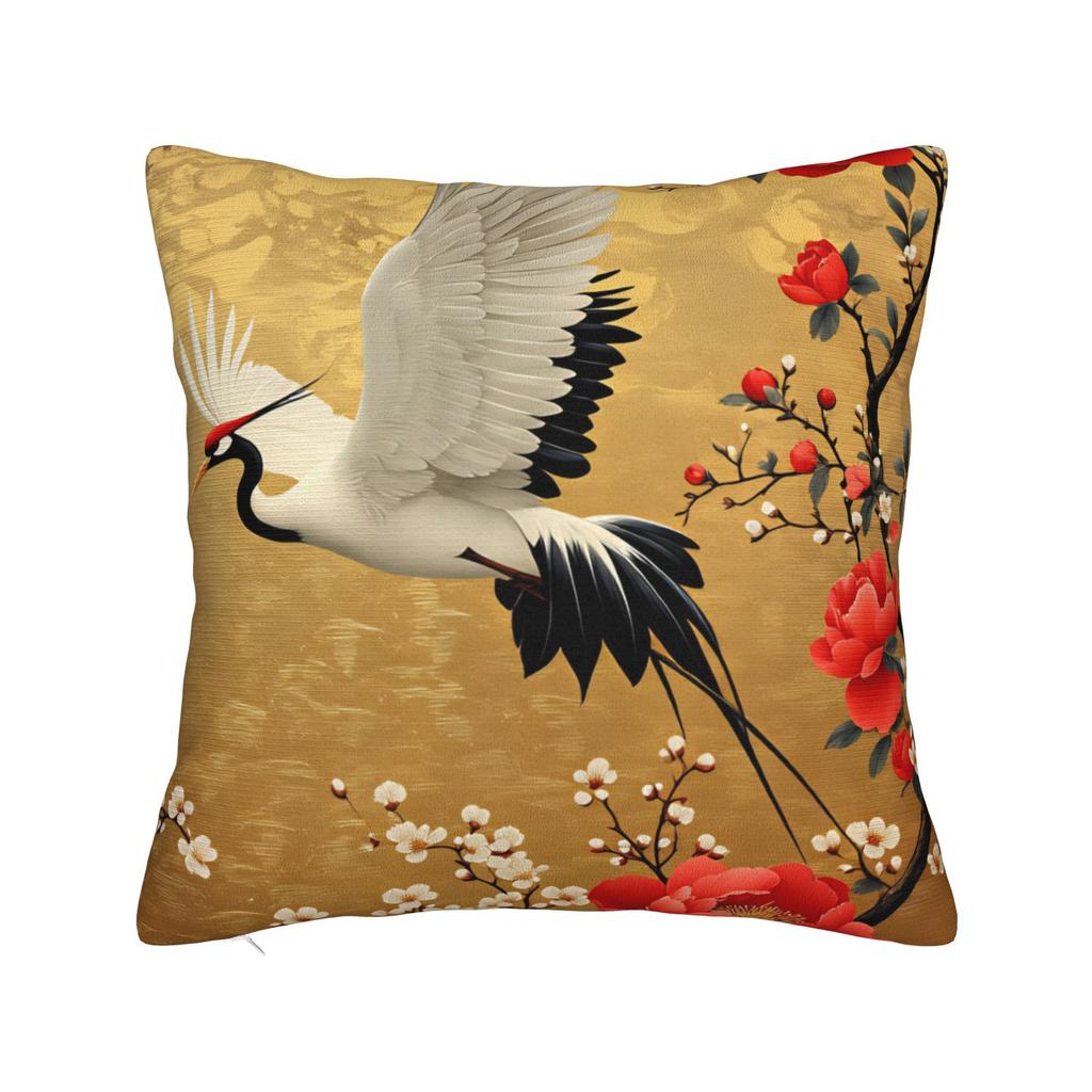 Pillow Cover Chinese Style Crane Funny Pillow Case For Sofa Home Decor Pillowcases